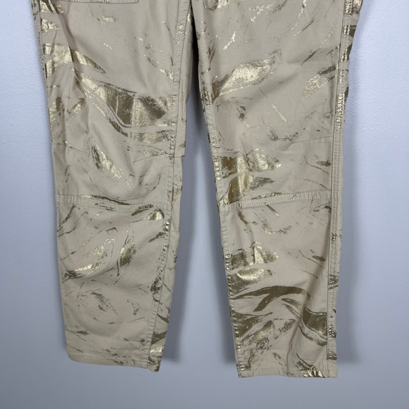 By Anthropologie The Wanderer Utility Pants in Gold Metallic Button Fly Size 28 - Picture 6 of 15